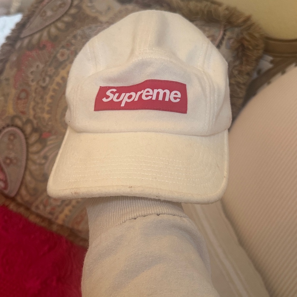 Supreme Classic White Hat with Red Logo